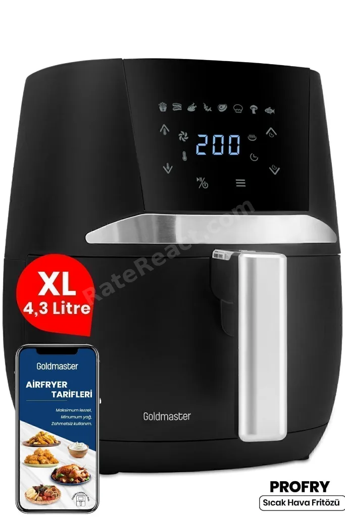 Profry Dijital Dokunmatik 8 Ön Programlı Airfryer Yağsız Kızartma Sıcak Hava Fritöz