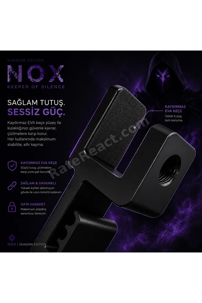 Premium Siyah Asılabilir Kulaklık Standı – Sağlam V3 Gamer Modeli, Kaydırmaz Keçeli