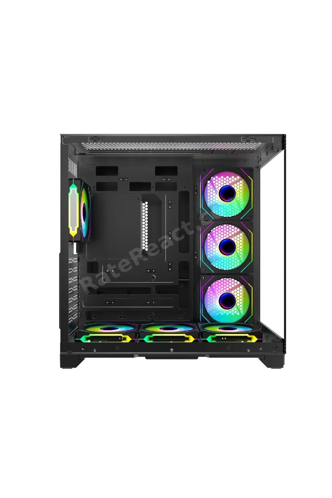 Siyah RGB 7 Fanlı 7x120mm Kumanda + Tuş RGB Kontrollü 1x Type-C 2x Usb Gaming Akvaryum Kasa