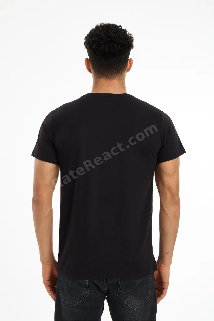MÅNSKEN YÜKSEK İSVEÇ KALİTESİ Regular Kesim %100 Pamuk Siyah Bisiklet Yaka Premium Tişört / T-Shirt