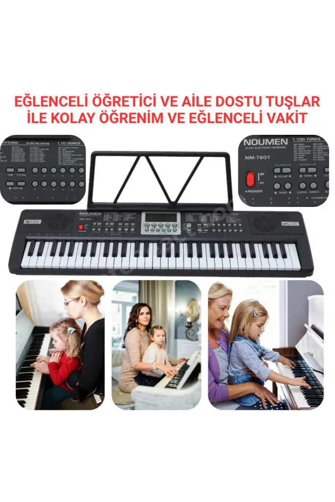 Dijital Piyano 61 Tuşlu Org Taşınabilir Demolu (Hediye Mikrofon Çanta Sticker Adaptör)