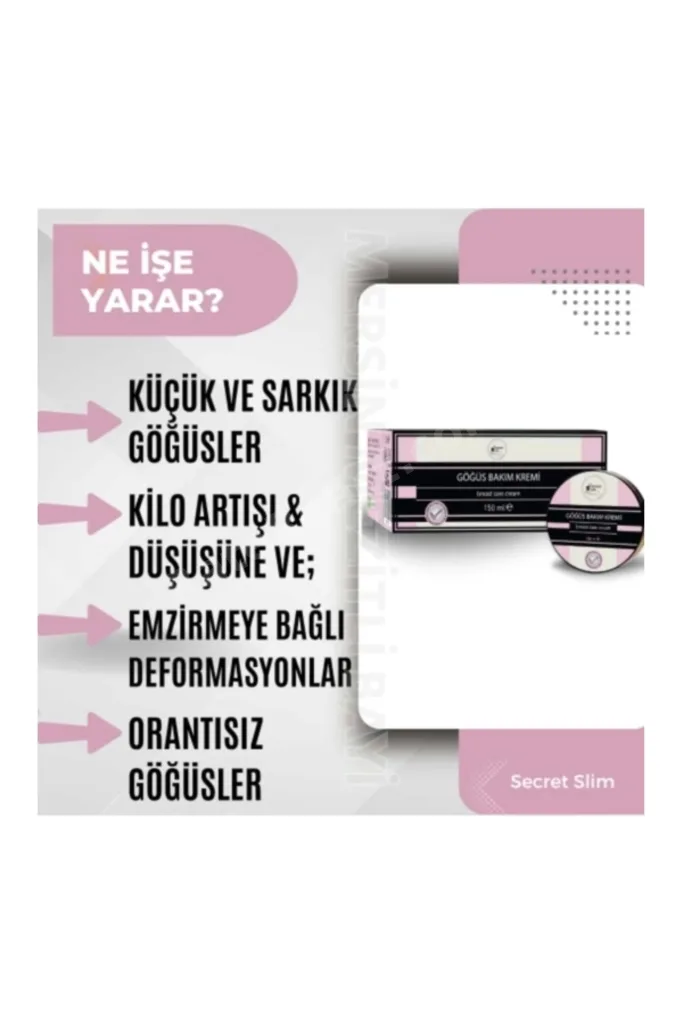 Secret Slim, Dolgunlaştırıcı, sıkılaştırıcı, büyütme etkili Göğüs Ucu Kremi 150 ml