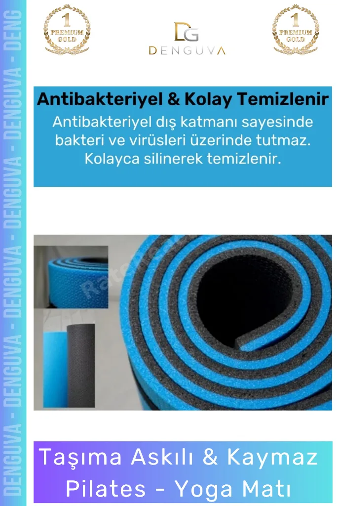 #YogaMinderi Taşıma Askılı Konfor Kamp Pilates Yoga Spor Kaymaz Meditasyon Minderi 16mm Mat