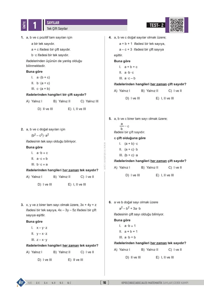 Gerçel Matematik KPSS DGS AGS ALES Sayılar Cebir İlk 15 Konuyu Fulle