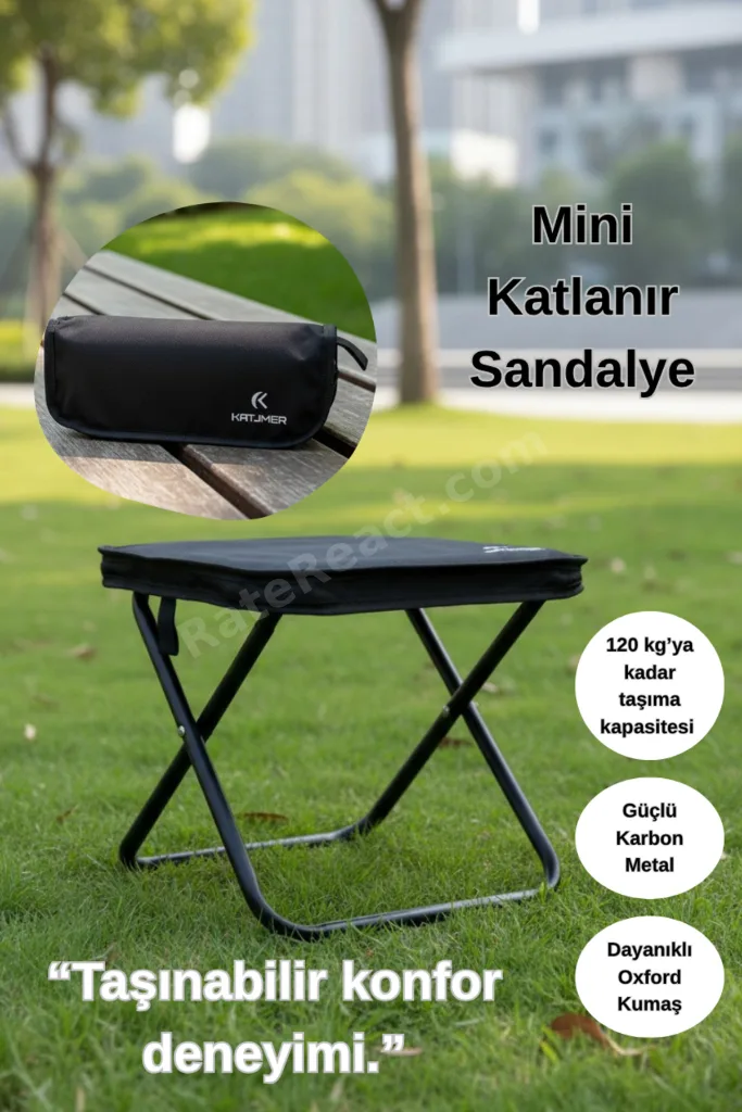 Cüzdan Boy Mini Katlanır Kamp Sandalyesi - 120 kg Kapasiteli Taşınabilir Tabure