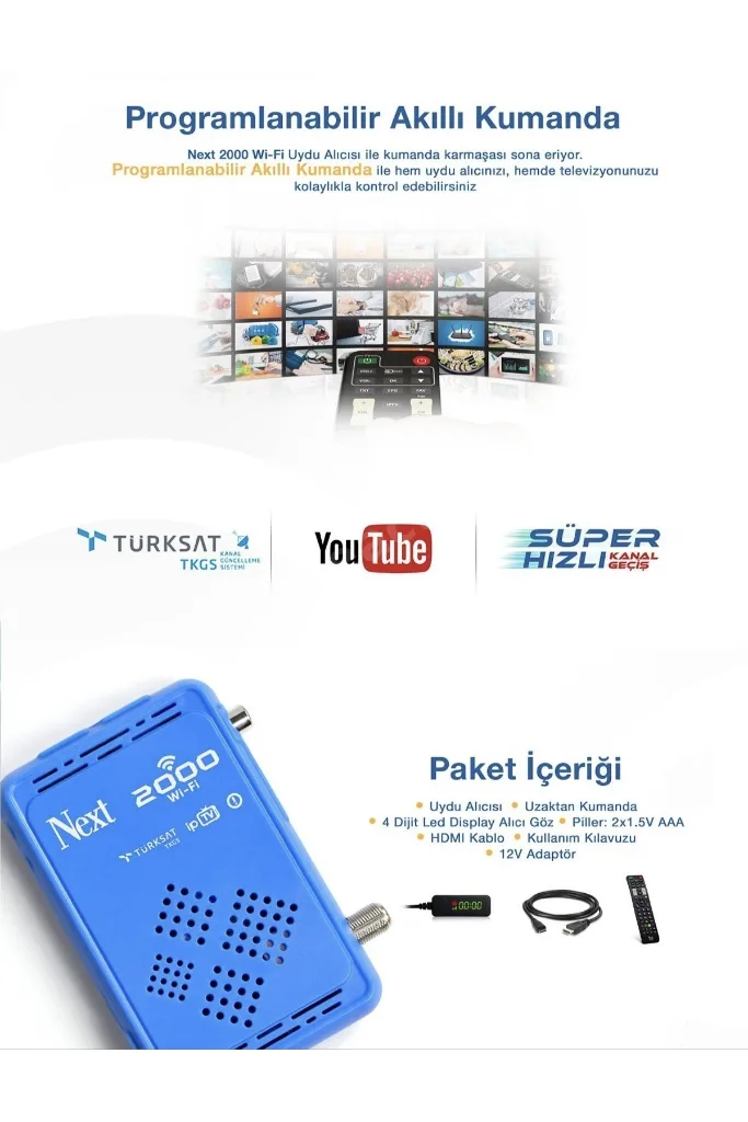 Next 2000 Wifi-S I.p.t.v. Özellikli Hd Uydu Alıcısı Dahili Wifi