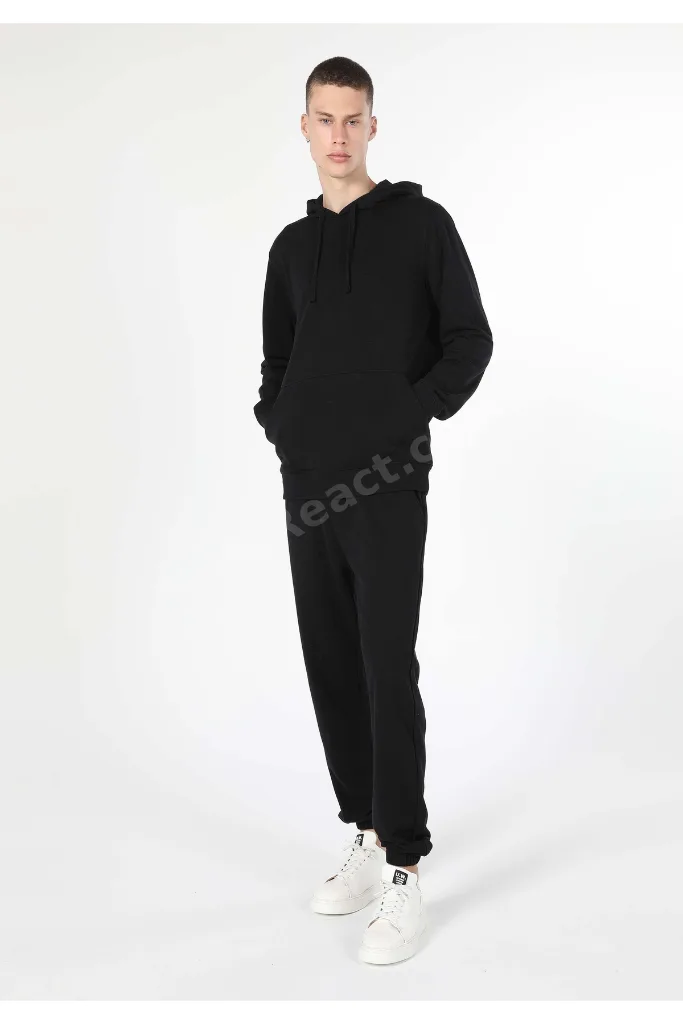 Regular Fit Erkek Siyah Sweatshirt