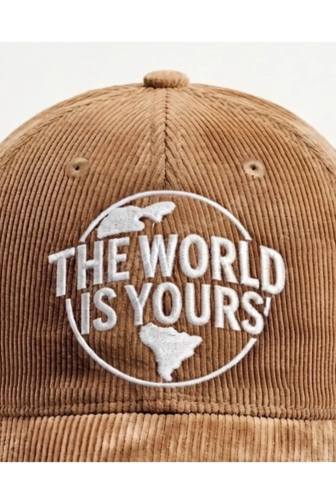 ''THE WORLD İS YOURS'' NAKIŞLI KADİFE ŞAPKA / ''DÜNYA SENİNDİR'' NAKIŞLI SCARFACE REPLİKLİ KADİFE ŞAPKA
