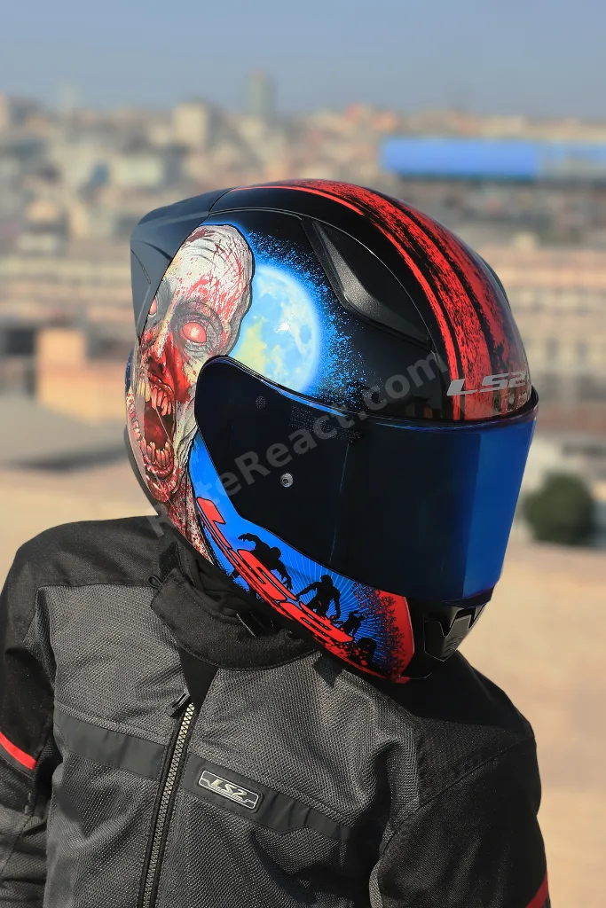 RAPID 2 RACE ZOMBIE SİYAH-KIRMIZI KASK (1 Renkli + 1 Şeffaf Vizörlü)