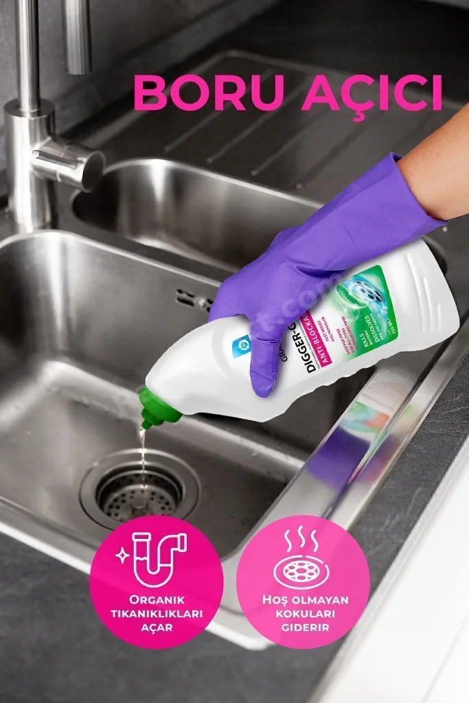 Digger Gel Turbo 750 ml | Profesyonel Gider Açıcı Jel - Saç, Yağ, Sabun Tıkanıklığı İçin