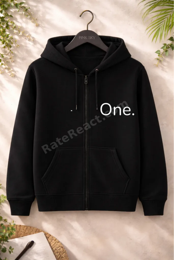 Unisex Baskılı Fermuarlı Kapüşonlu Sweatshirt