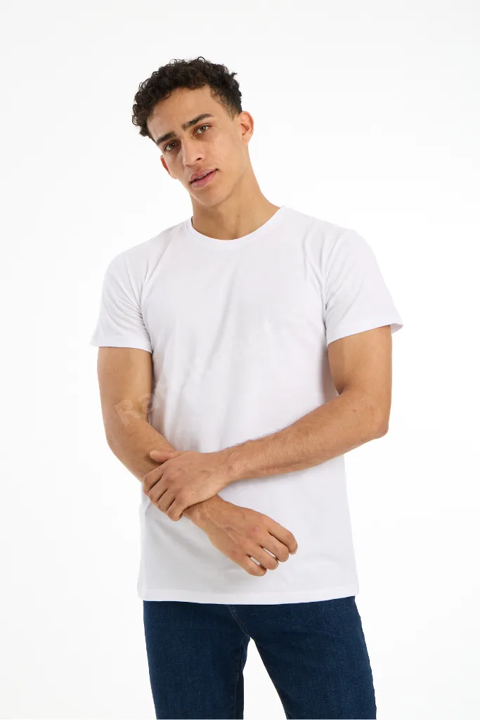 SNÖFLINGA YÜKSEK İSVEÇ KALİTESİ Regular Kesim %100 Pamuk Beyaz Bisiklet Yaka Premium Tişört/T-Shirt