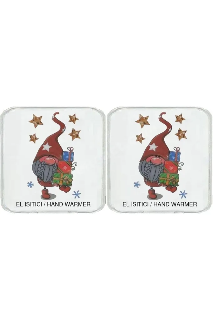 TTKTEKNOLOJİ İki ADET YILDIZLI NOEL CÜCESİ CEP SOBASI,EL ISITICI,SICAK SU TORBASI PVC 10x9,5cm TTKTE