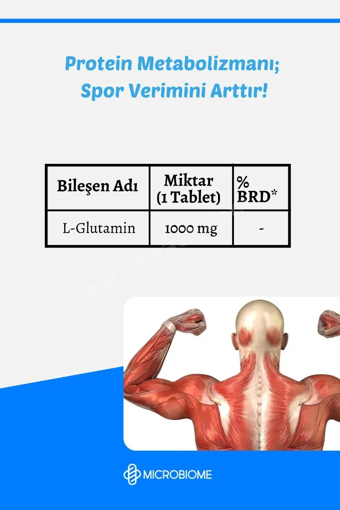 L-glutamin Tek Talbette 1000 Mg L-Glutamin 60 Tablet Aminoasit Amino Asit (L-GLUTAMİNE)