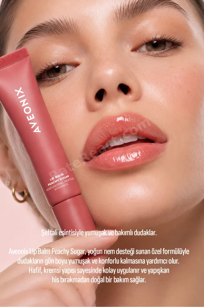 Cam Görünümlü Dudak Parlatıcısı Lip Balm Peachy Sugar | Yoğun Nem | E Vitamini & Peptide