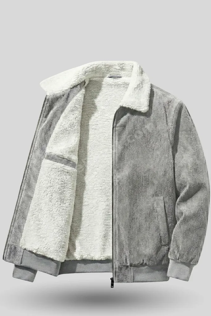 Erkek Kadife Mont Peluş Astarlı Tam Fermuarlı Gömlek Yaka Spor Mont
