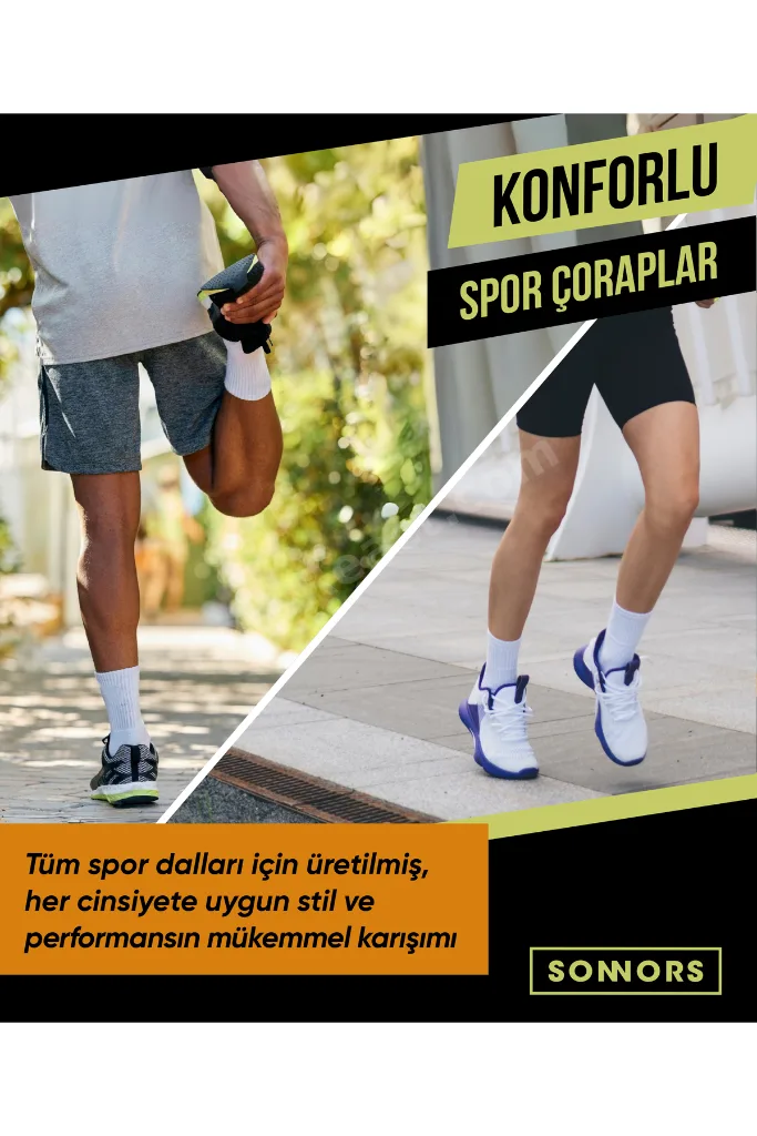 4 Çift Kadın Erkek Spor Çorap Kemer Destekli ve Kompresyon Tenis Çorabı Siyah Beyaz