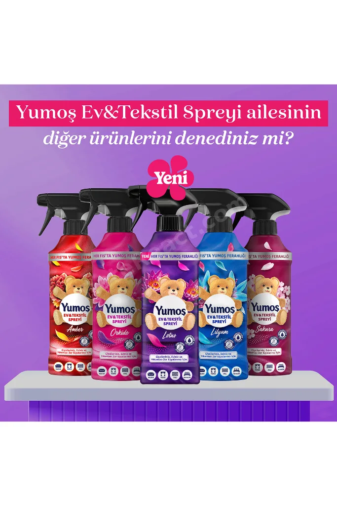 Yumoş Ev veTekstil Spreyi Lotus Yıkanması Zor Eşyalar İçin 450 ml x2