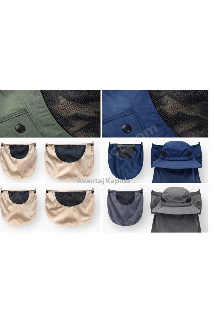 UV Korumalı Sök Tak Maskeli Unisex Enseli Güneş Şapka Sinek Koruyucu Tarla Balıkçı Kamp Outdoor Plaj