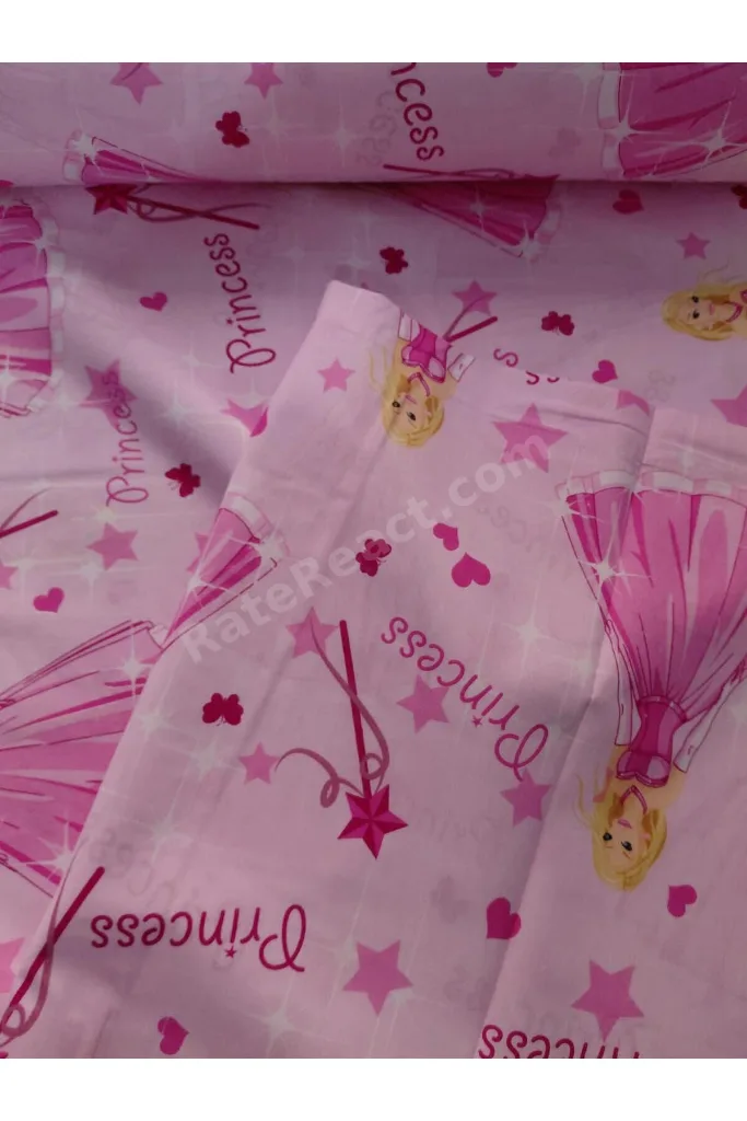 Poplin Pamuklu Prenses Desenli Nevresimlik Kumaş - Metrelik Kumaş 100x240 CM
