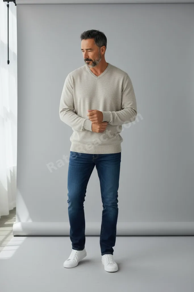 Hakiki Yün Kalın Kışlık V Yaka Kazak