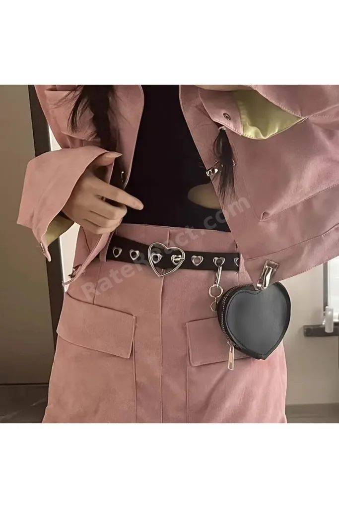 Kadınlar İçin Punk Tarzı Moda Kalpli Kemer ve Ayrılabilir Mini Kalp Bel Çantası