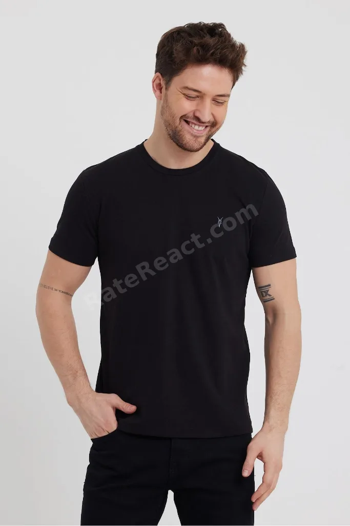 Siyah Standart Kalıp Basic 5'li Paket T-shirt