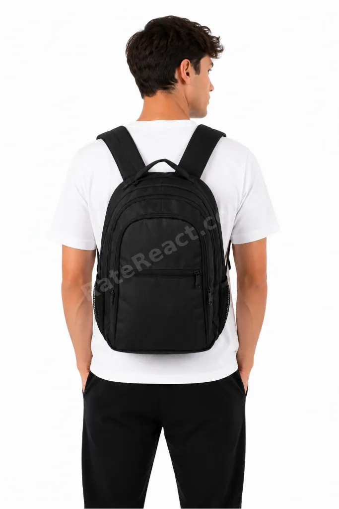 Siyah Unisex Laptop Sırt Çantası | Geniş Hacimli, Çok Bölmeli, Suya Dayanıklı Günlük Okul İş ve Seyahat Çantası