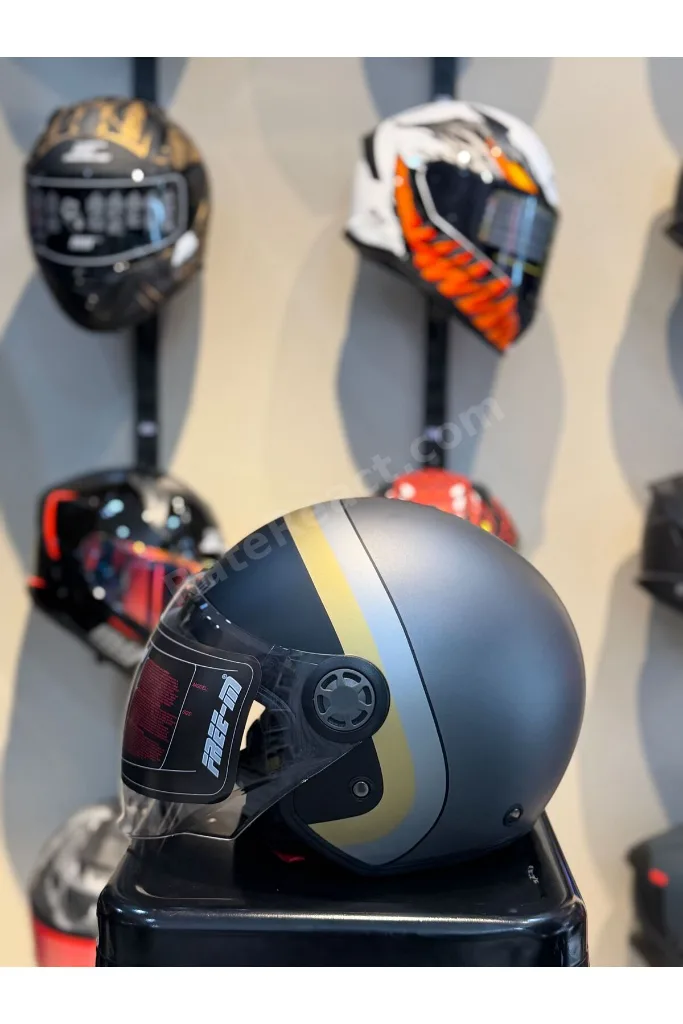 FR-612 Mat Gri Half-Moon Yarım Camlı Kask