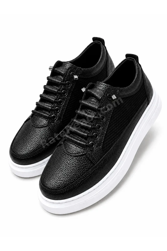 Siyah Fileli Sneaker Lastikli Günlük Spor Ayakkabı