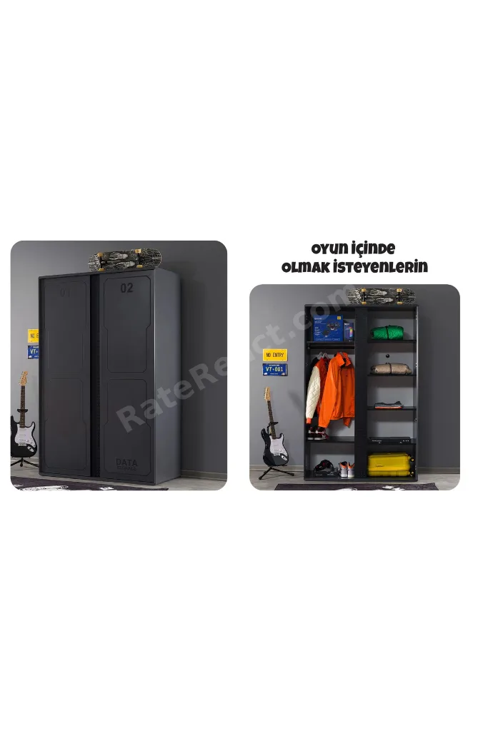 Arcade Genç Odası (2 Kapaklı Dolap (Lite) + 100*200 Karyola + Çalışma Masası)