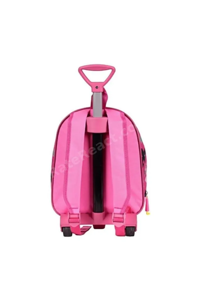 Çekçekli Tekerlekli Anaokulu & kreş Çantası miki model pembe valiz sırt çanta