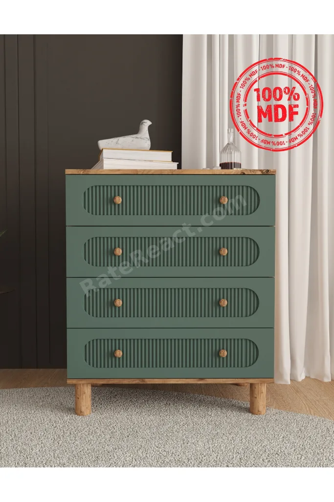 SOHO 4 ÇEKMECELİ ŞİFONYER - TAMAMI MDF yeşil