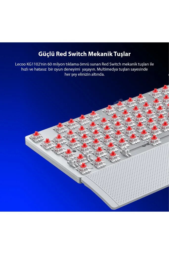 KG1102 USB Kablolu Red Switch Makro Tuşlu RGB Aydınlatmalı Mekanik Gaming Türkçe Q Metalik Klavye