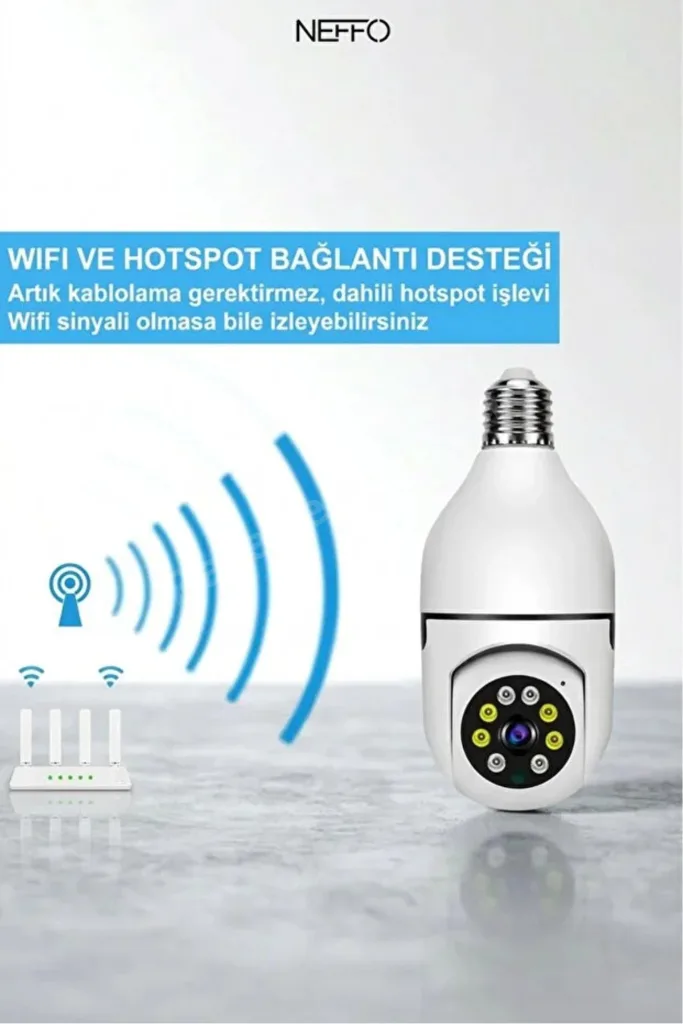 Ampul Kamera Harekete Duyarlı Gece Görüşlü Kablosuz Bebek Izleme Kamerası Güvenlik Akıllı Wifi