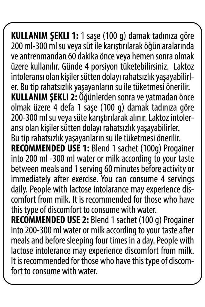 Progainer 17 şase (tek kullanımlık 100 gr) karbonhidrat