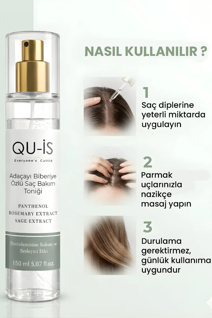 Adaçayı ve Biberiye Özlü Saç Bakım Toniği 150 ml - ( Biotin & Niacinamide , Dökülme Karşıtı )
