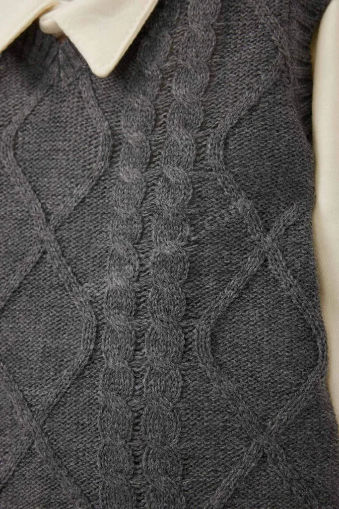 3'lü Takım Triko Yelek Uzun Kollu Çıtçıtlı Body Pantolon Erkek Bebek C9597A524AU