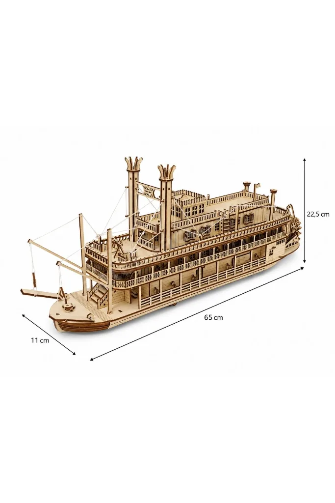 Steam Boat Minyatür Ahşap Maket | Nehir Gemisi | 3D Puzzle DIY Kendin Yap | 713 Parça Hobi Seti