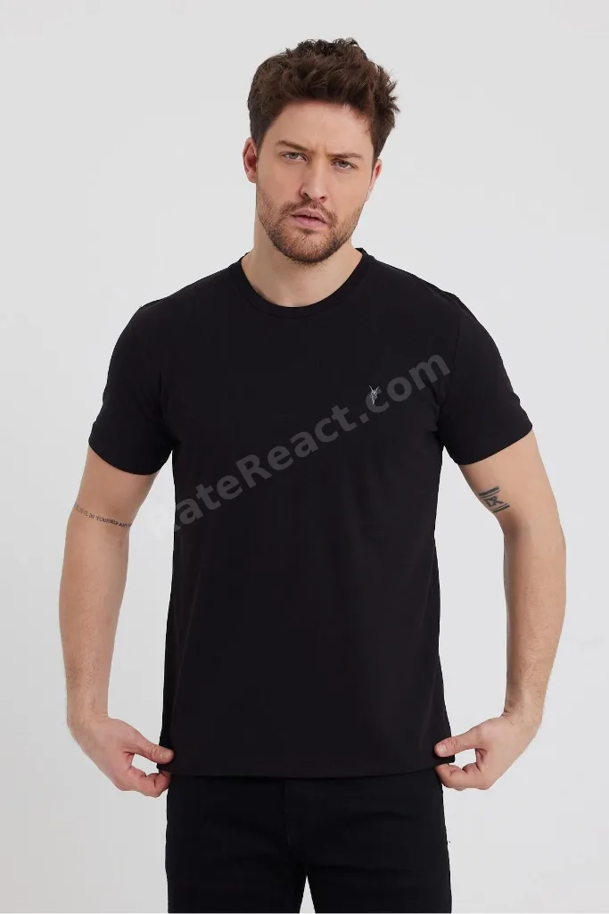 Siyah Standart Kalıp Basic 5'li Paket T-shirt