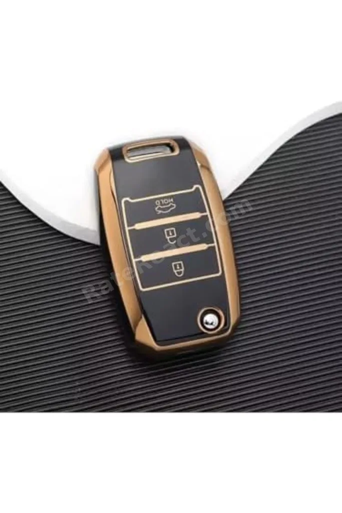 TTKTEKNOLOJİ AutoHan Keys Kia için Premium Anahtar Koruma Kılıfı, Siyah ve Altın Renk, Rio Ceed Cera