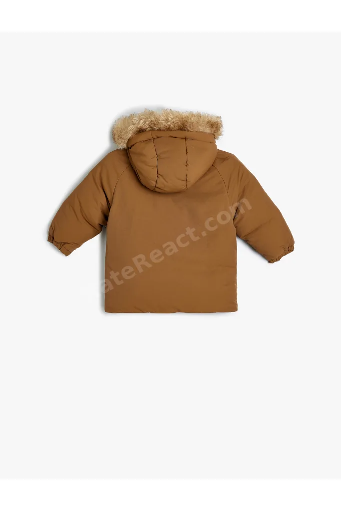 Kapşonlu Kaban Peluş Detaylı Cepli