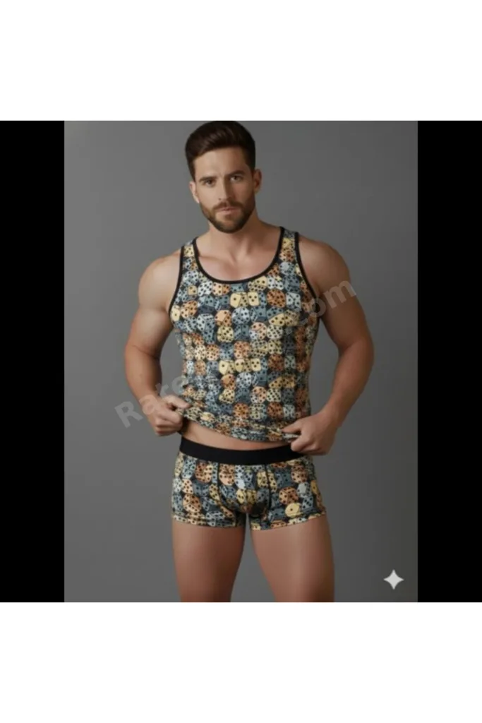 Erkek Desenli Tank Top Boxer Takımı