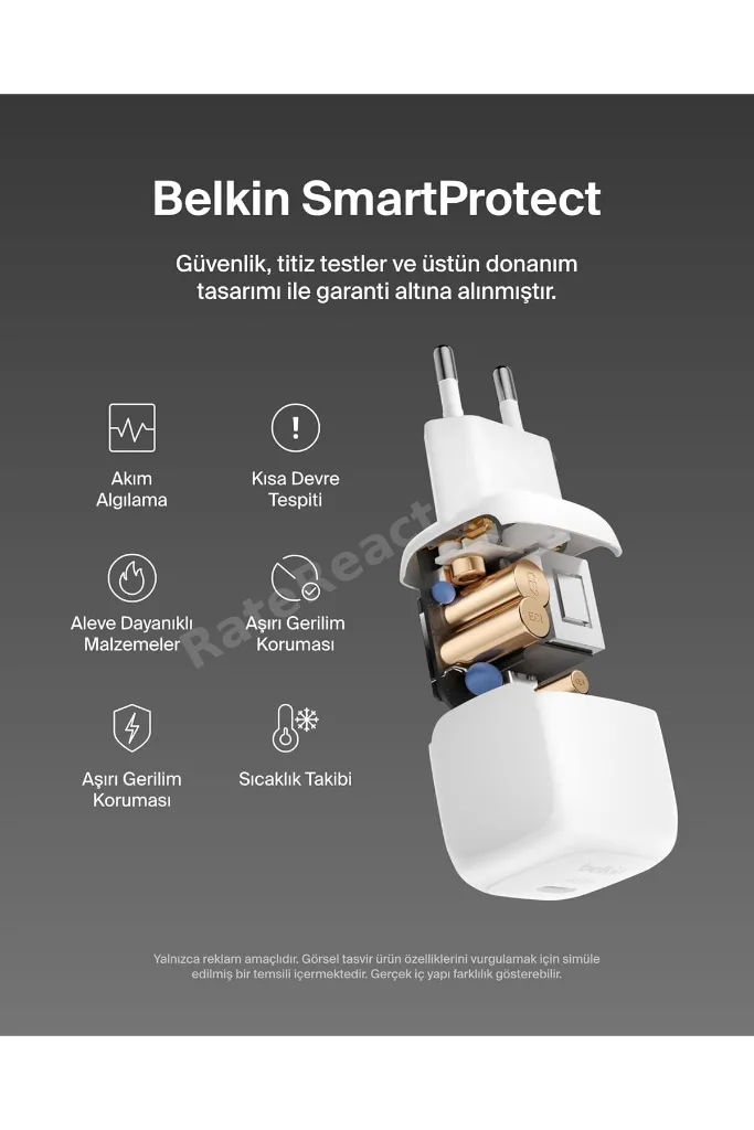 Kompakt 45 W USB-C Güç İletimli Hızlı Şarj Aleti, Beyaz