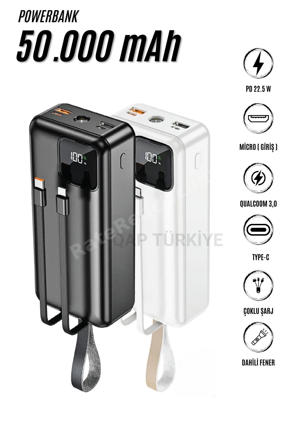 50000 Mah Pd 22,5w 3.0 Qualcomm Hızlı Şarj Power Bank Turbo Hızlı Pd Iphone Xiaomi