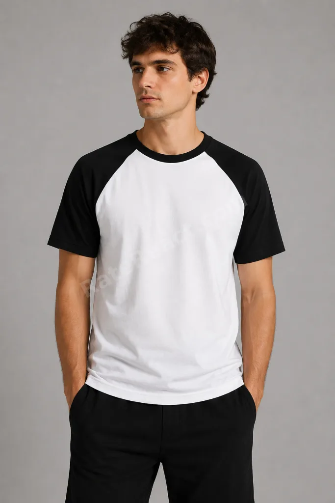 Erkek Beyaz Bisiklet Yaka Reglan T-shirt