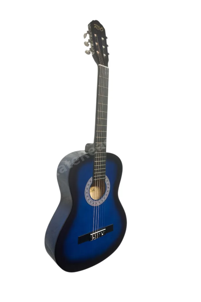 3/4 7-14 Yaş Mavi Klasik Gitar Askı Kapo Gitar Kılıf Pena Penalık Sticker