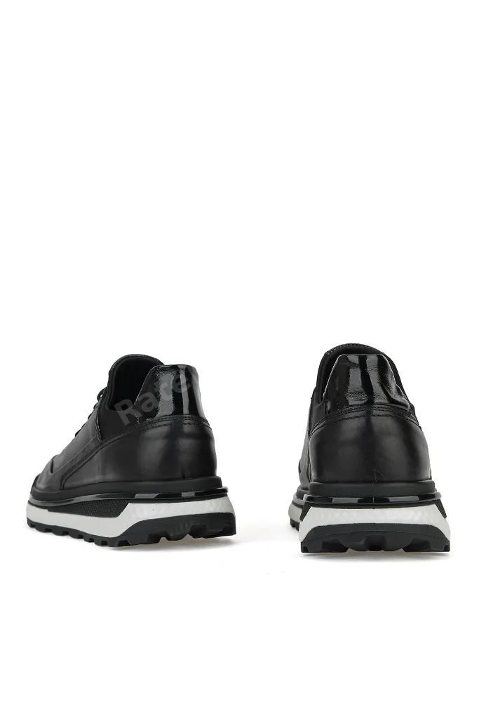 , Erkek Hakiki Deri Sneaker 1611053Z17602 Siyah