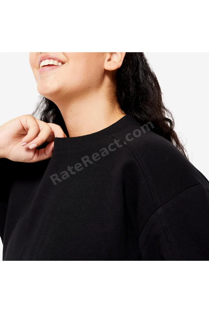 Domyos Kadın Siyah Oversize Sweatshirt - Fitness Hafif Antrenman
