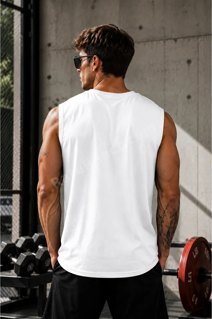 Erkek Nem Emici Hızlı Kuruma Atletik Teknik Performans Sporcu Sıfır Kol T-shirt